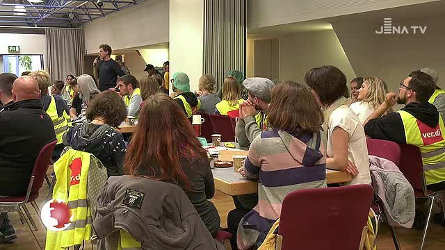 Pflegepersonal des Uni-Klinikums traf sich heute im Streikbüro in Lobeda