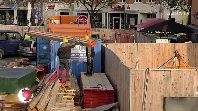 Baustelle: Am Engelplatz wächst der Neubau für den Bürgerservice und die Bibliothek