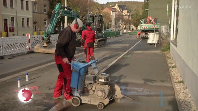 Straßensperrung: In der vorderen Dornburger Straße werden Medien verlegt