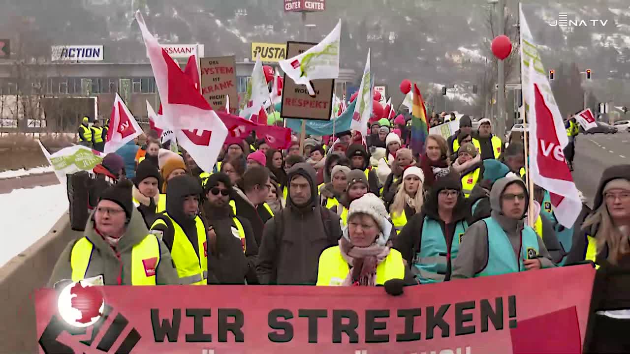 Warnstreik – Streikende marschierten vom Klinikum zur Sparkassen-Arena