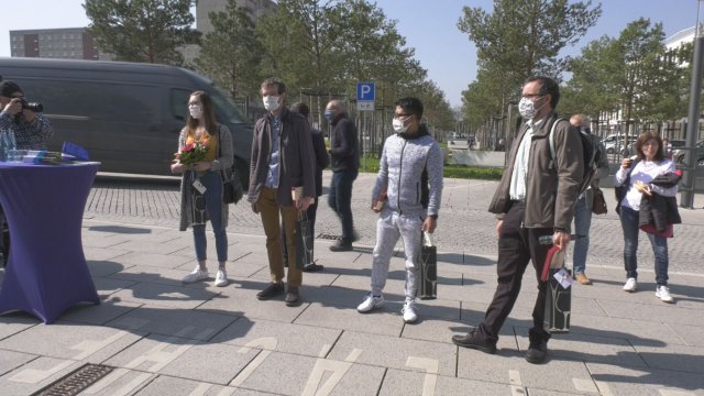 Im Einsatz: Am Universitätsklinikum wurden heute die aus Italien zurückgekehrten Helfer empfangen 