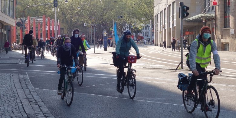 Fahrraddemo für autofreie Innenstadt