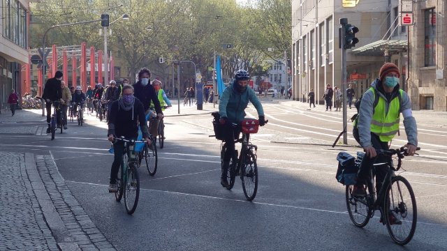 Fahrraddemo für autofreie Innenstadt