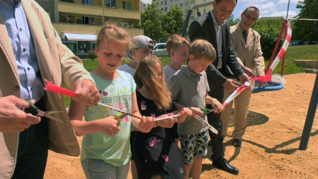 Eingeweiht: Der Spielplatz am Salvador-Allende-Platz in Lobeda-Ost wurde saniert