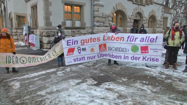 Protestaktion des Bündnisses solidarische Stadt 