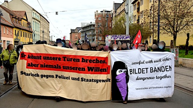 Demonstration in Jena gegen Staatsgewalt und Polizei 