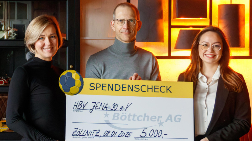 Böttcher AG spendet 5.000 Euro an den HBV Jena 90