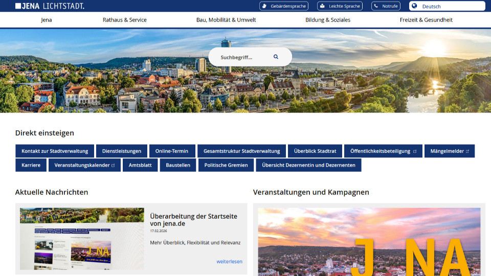 Neue Startseite für jena.de soll Orientierung verbessern