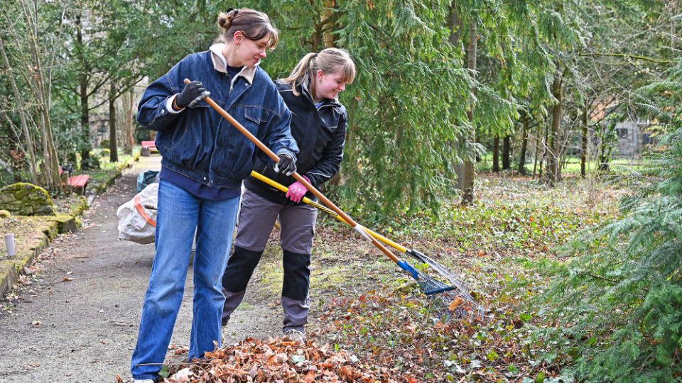 UKJ-Auszubildende pflegen Johannisfriedhof