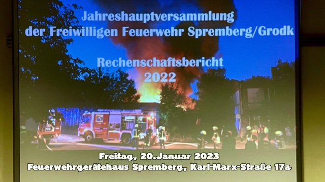 Jahreshauptversammlung der Freiwilligen Feuerwehr Spremberg am 20. Januar 2023