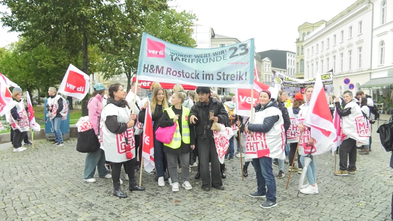 Angestellte aus Einzelhandel in M-V demonstrieren