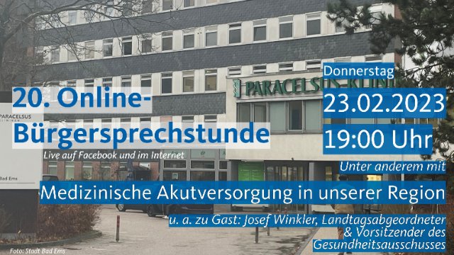 Medizinische Akutversorgung ist Leitthema in der nächsten Online-Bürgersprechstunde