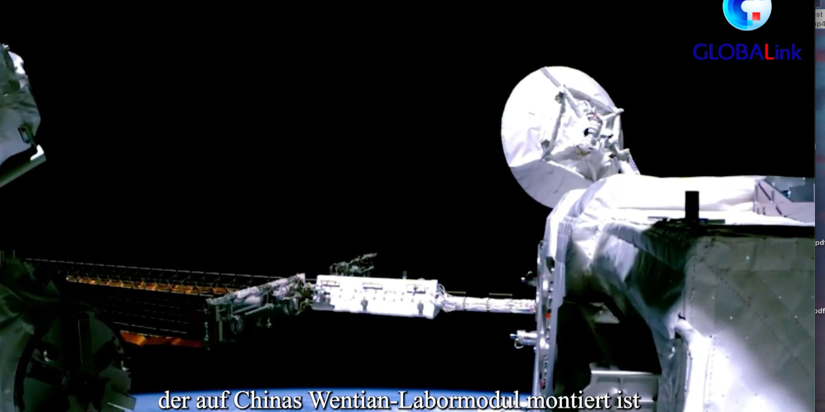 GLOBALink | Kleiner mechanischer Arm von Chinas Wentian-Labormodul besteht On-Orbit-Test